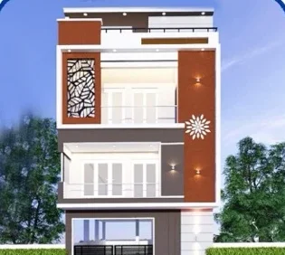 G+2 house with jaali facade built by MAS Enterprises in Pudupakkam, OMR